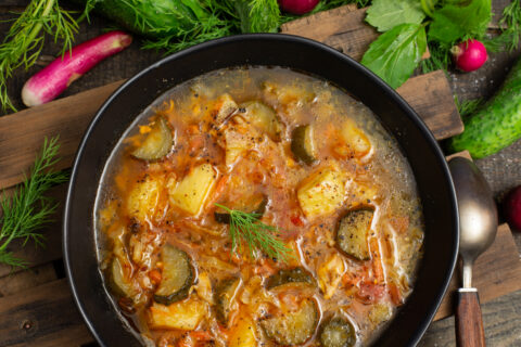 Mushroom Rassolnik with Pearl Barley