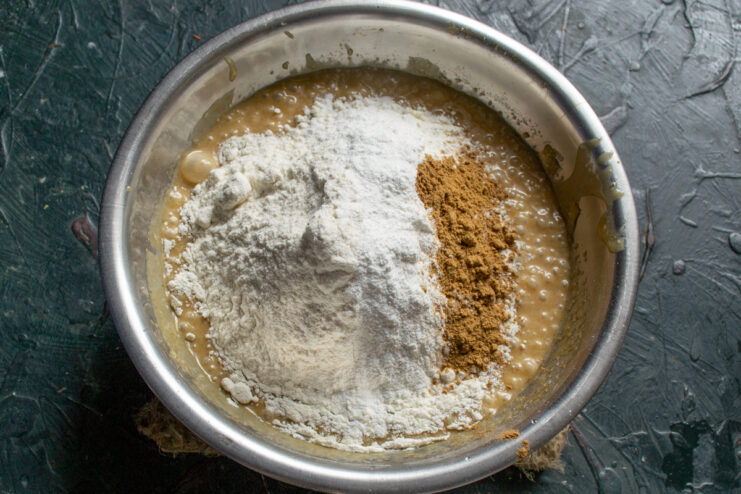 Ground ginger added to the thick cake dough