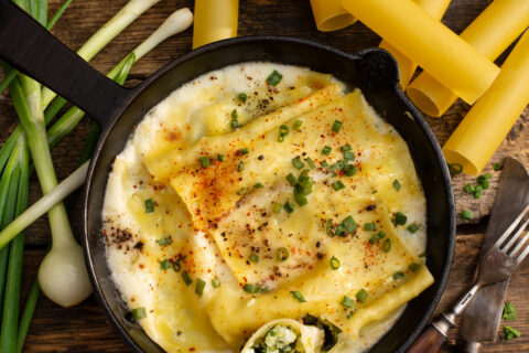 Cheese and Scallion Cannelloni