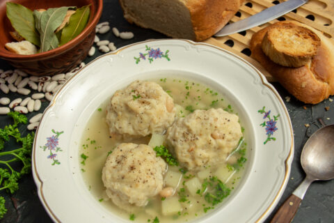 Chicken Soup with Bean Dumplings