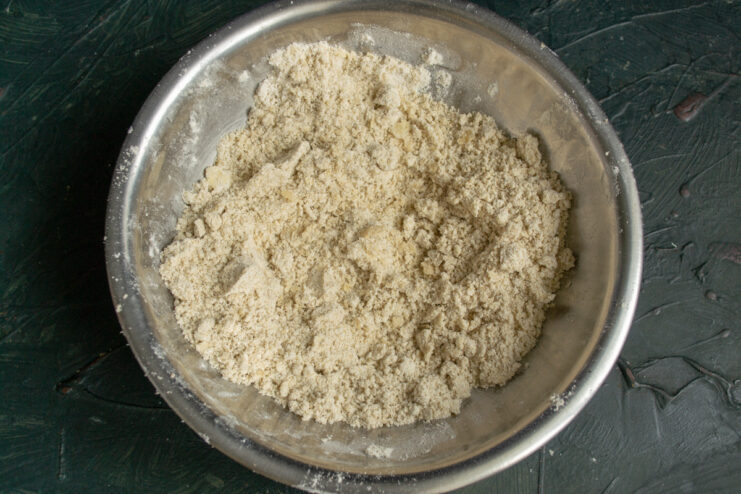 Making the Crumb Flour and butter rubbed together into a crumbly mixture