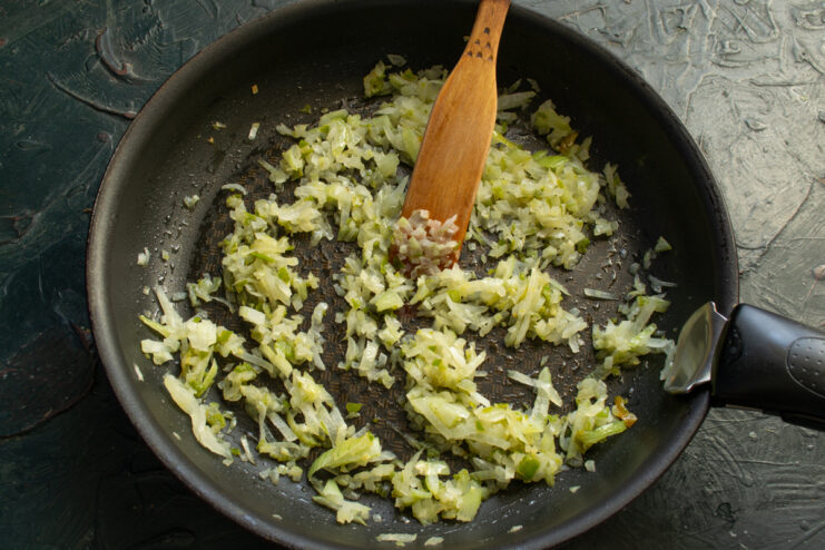 Sautéing The Onion Sautéing finely chopped onions in a skillet with oil