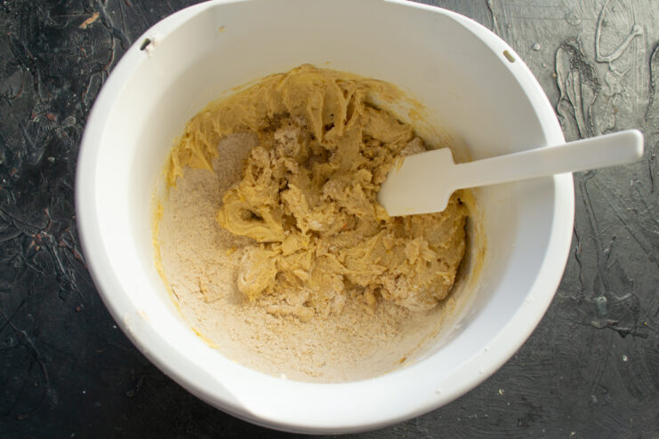 Kneading the dough Kneading the soft cookie dough with flour