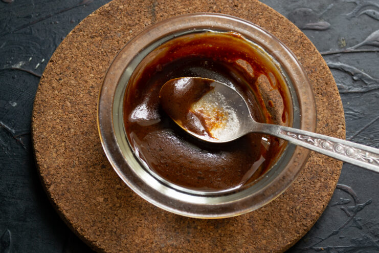 Preparing the Honey-Mustard Glaze Glaze mixture in a small bowl