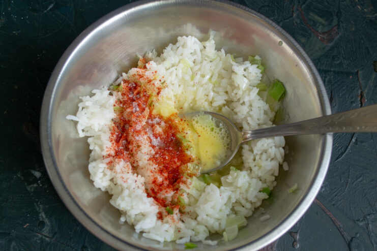 Smoked paprika and chili pepper added to the dumpling mixture