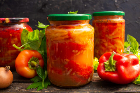 Bell Peppers Stuffed with Carrots and Onions for Winter
