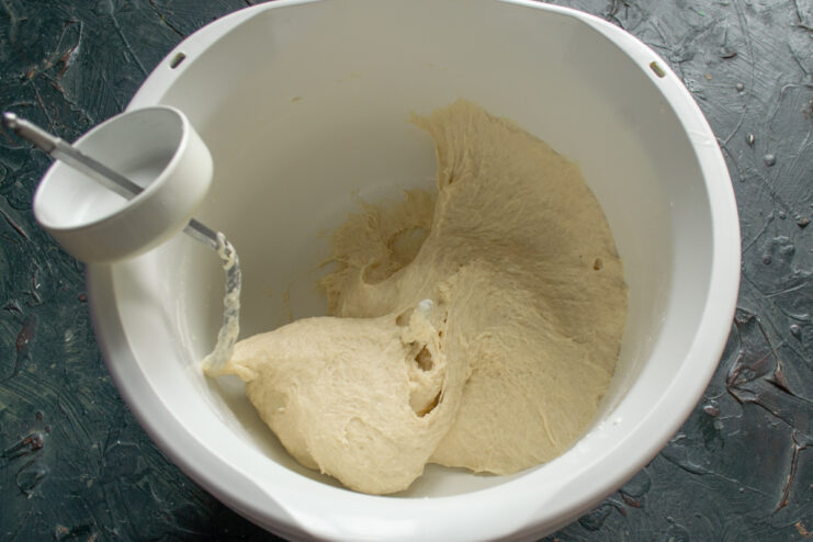 Kneading dough in a stand mixer with a dough hook