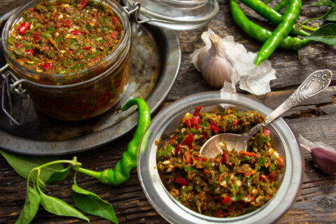 Raw Adjika with Paprika, Chili, and Garlic