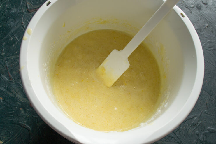 Final Batter Mixing Light and airy finished nut cake batter