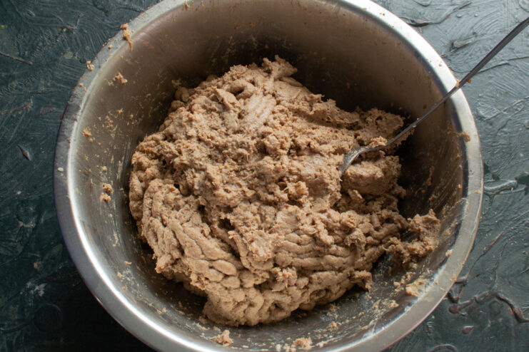 Final Sausage Filling Smooth and well-mixed meat and liver filling in a bowl