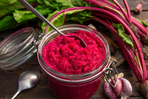 Winter Horseradish Sauce with Beet and Garlic