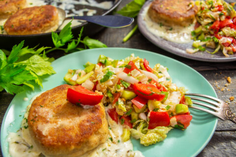 Tender Chicken Patties in Milk Sauce