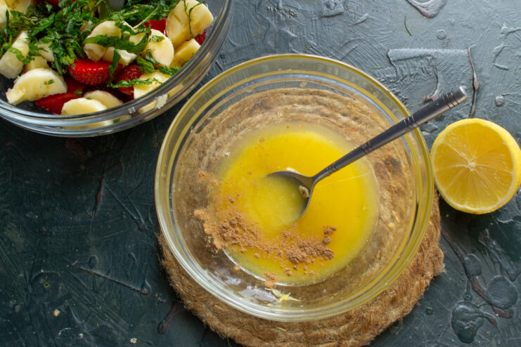 Adding Flavorings To The Dressing Lemon juice and a pinch of ground cinnamon added to the dressing