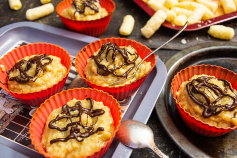 Sweet Corn Puff Cakes with Almonds and Honey