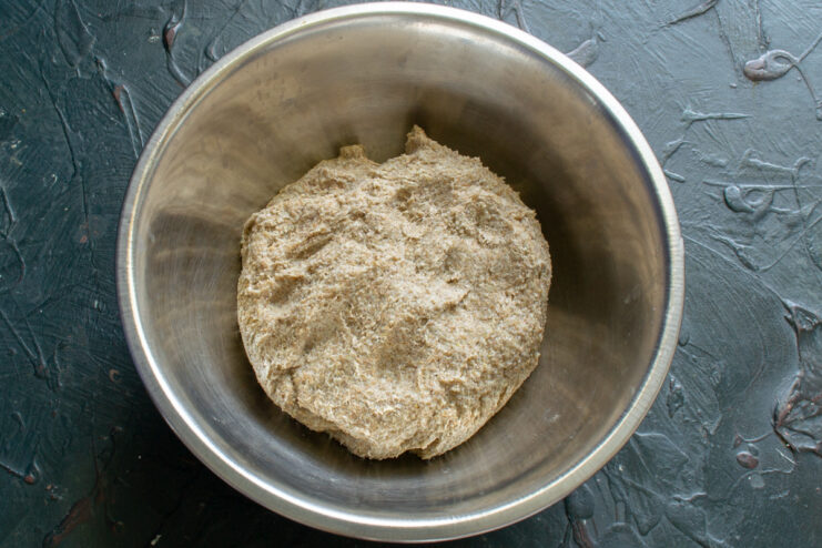 Proofing the dough Rye dough resting in an oiled bowl for proofing