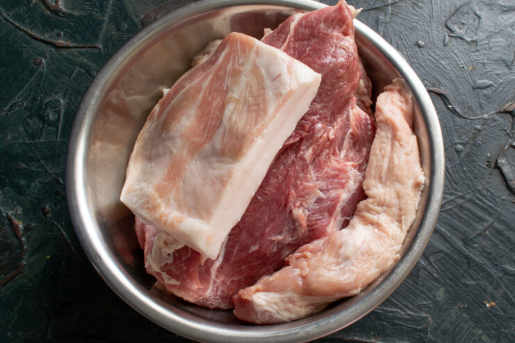 Sausage ingredients Pork shoulder and fatback for making sausages