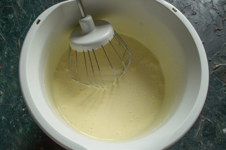 Whisking the eggs Light and fluffy whisked egg and sugar mixture