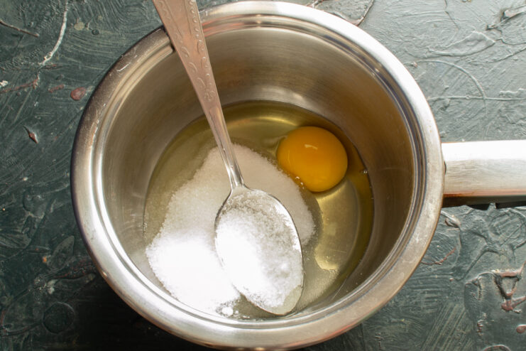Custard Base Egg and sugar in a saucepan